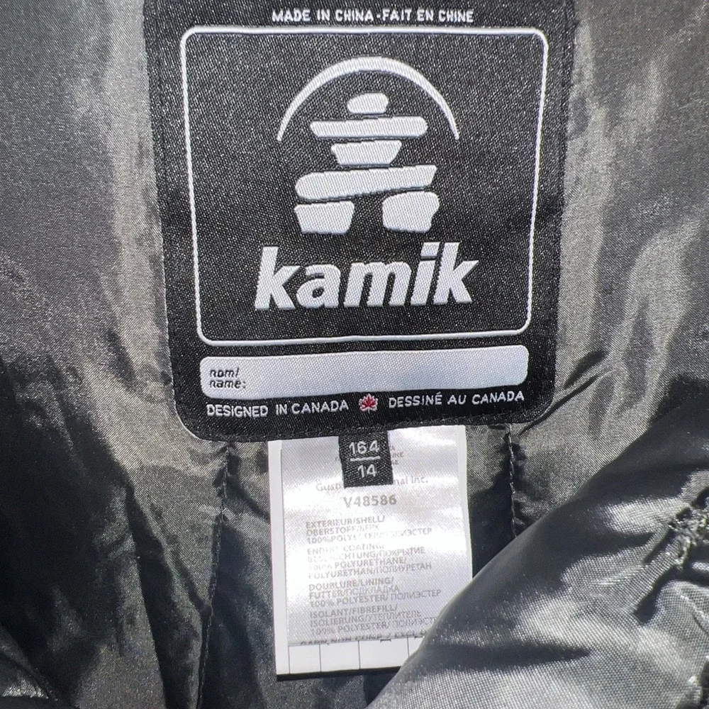 Kamik Boys'‎ Harper Bib Pants Size 14 Coal Camo Color